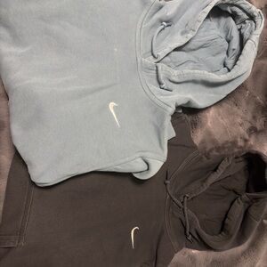 Nike Light Blue and Black Hoodies